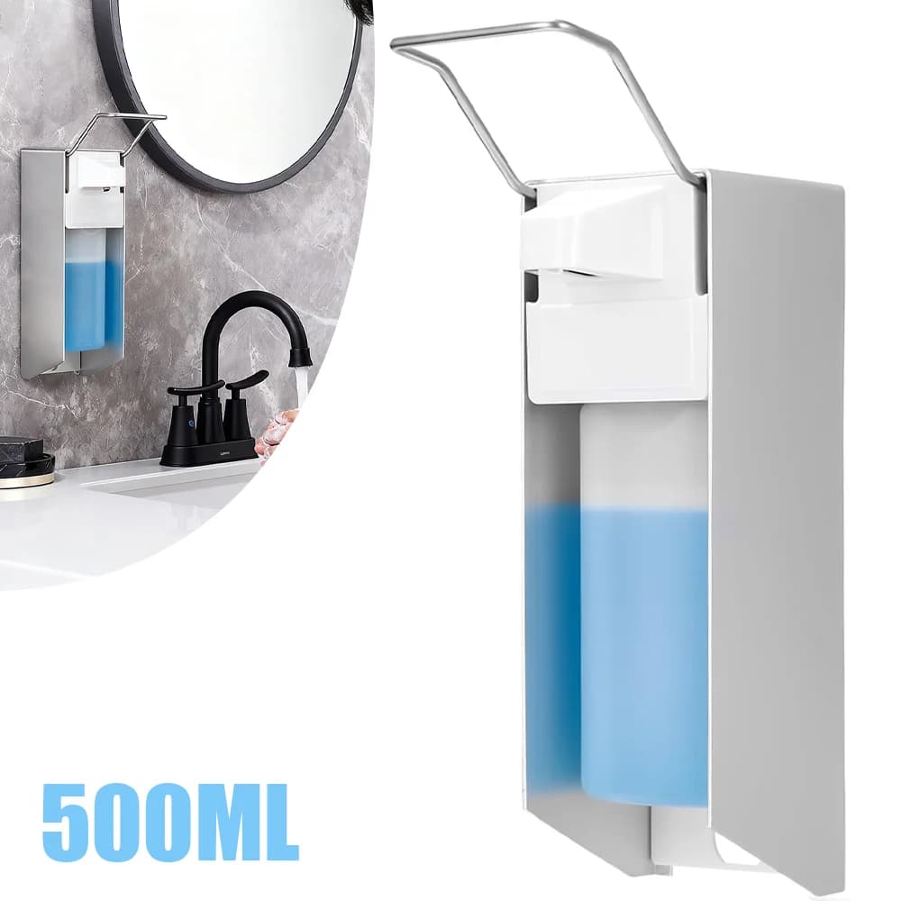 500ML Wall Mount Manual Press Soap Dispenser Traceless Disinfectant Bottle for Bathroom Shower Shampoo Lotion Container Hand Wash Soap Liquid Dispenser