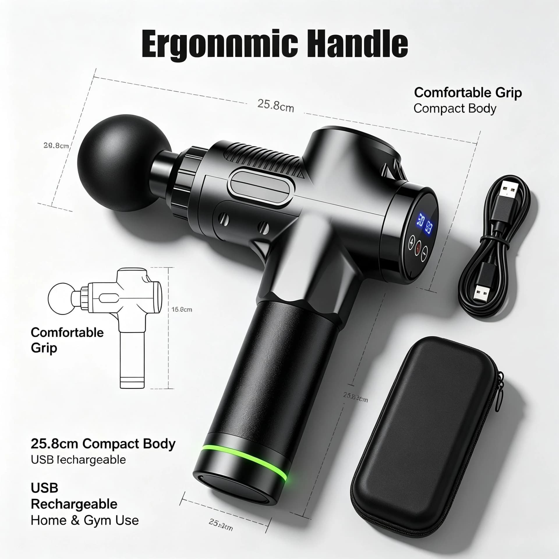 Massage Gun Multiple Level Percussion Device Low Noise Reduction Deep Tissue Massage Gun For Full Body Neck Muscle Relax Electric Fitness Massager For Male Female Athletes