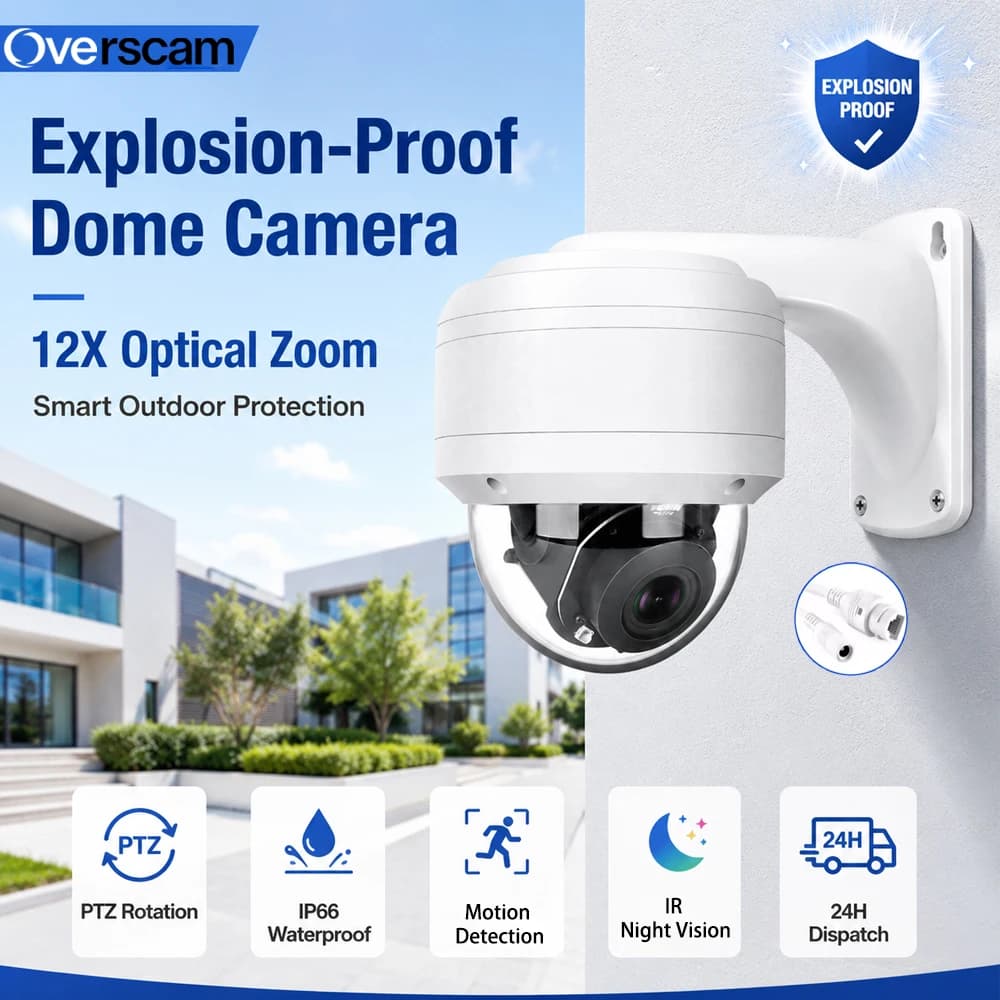 2PCS 4K 8MP POE PTZ Dome Camera 12X Optical Zoom Vandal Proof Metal Housing IP66 Outdoor Surveillance Camera EU Local Warehouse Shipping Work With POE NVR