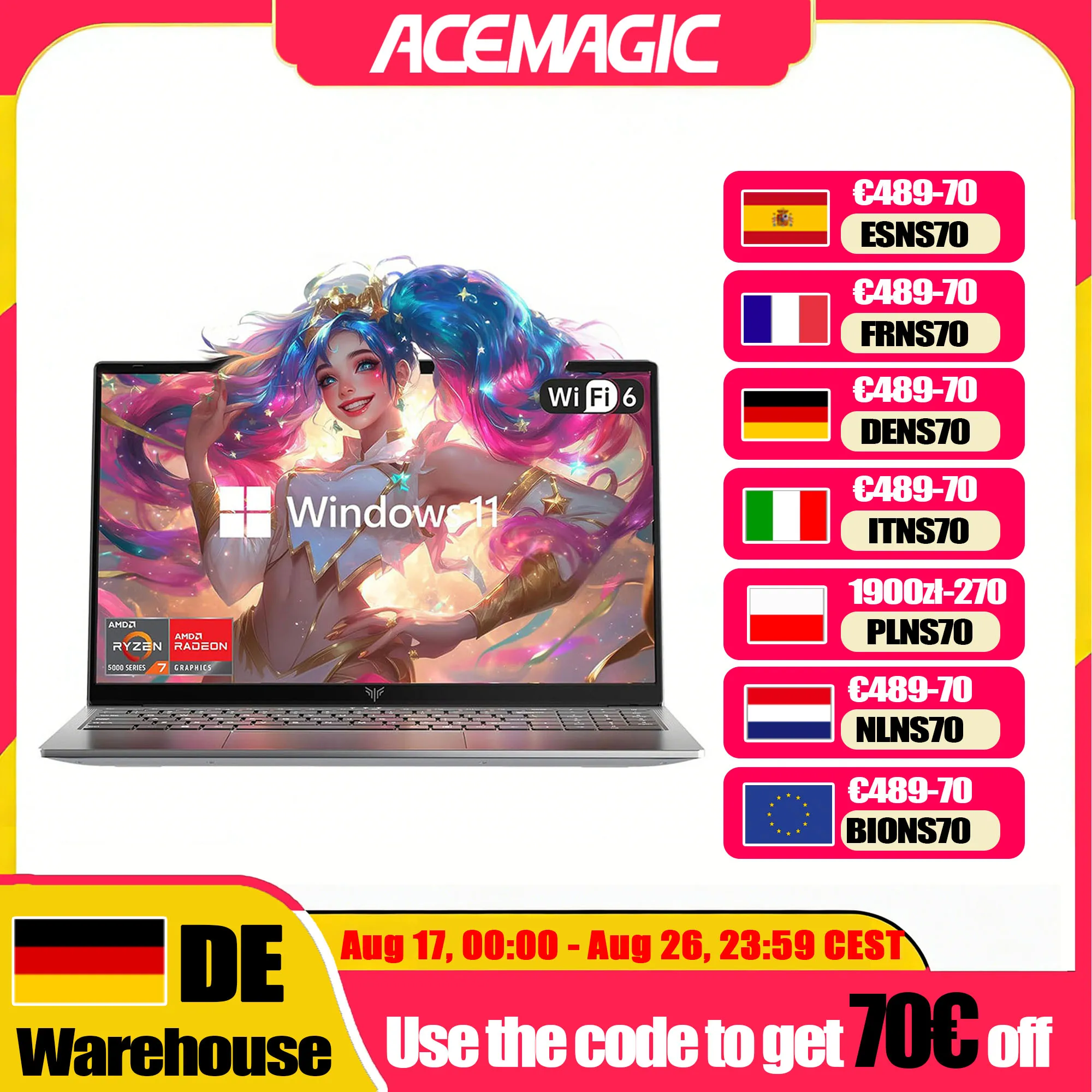 ACEMAGIC LX15PRO Laptop Computer AMD Ryzen 7 7730U Windows Laptop 15.6-in IPS 16GB DDR4 512GB NVMe SSD Numeric Keyboard