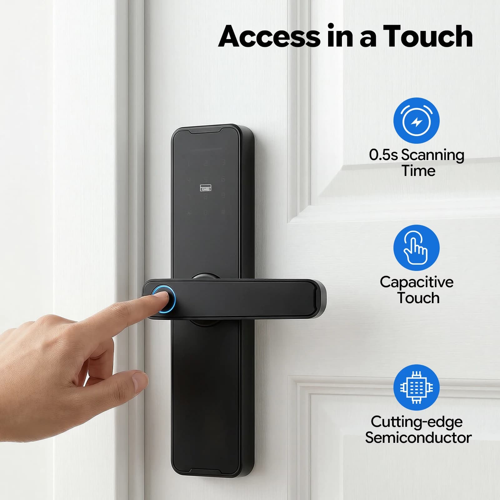 Smart Door Lock WiFi Tuya APP Fingerprint Keyless Entry Door Lock W/50 Fingerprints, 100 Passwords, Key & Temporary Password