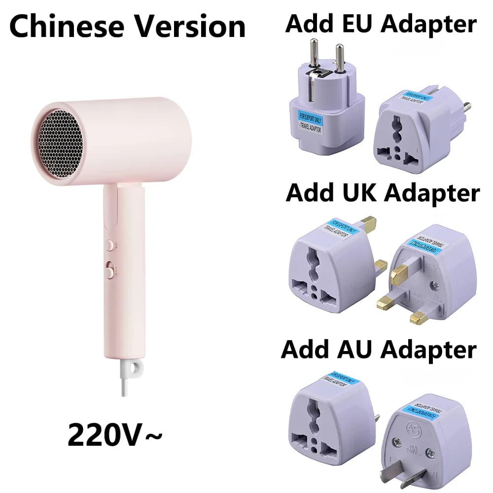 MIJIA Foldable Portable Hair Dryer H101,15m/s Airflow,50 million Negative Ion Dryers,4 Mode,1600W,220V CN Version With Adapter