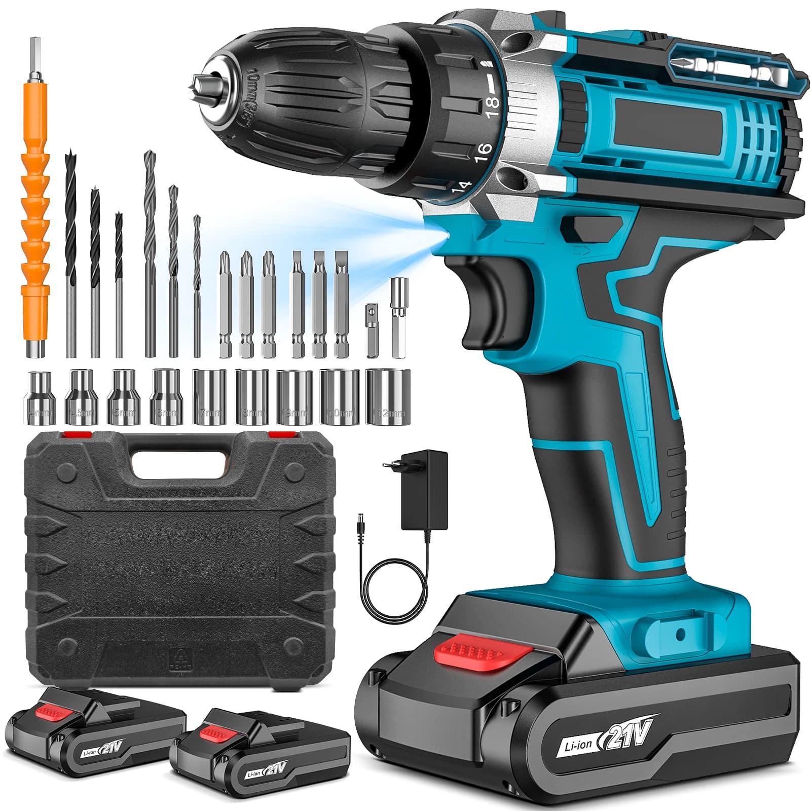 25 + 3 Torque Electric Impact Drill Set Multipurpose Cordless Electric Screwdriver Power Tool For Makita 18V Battery