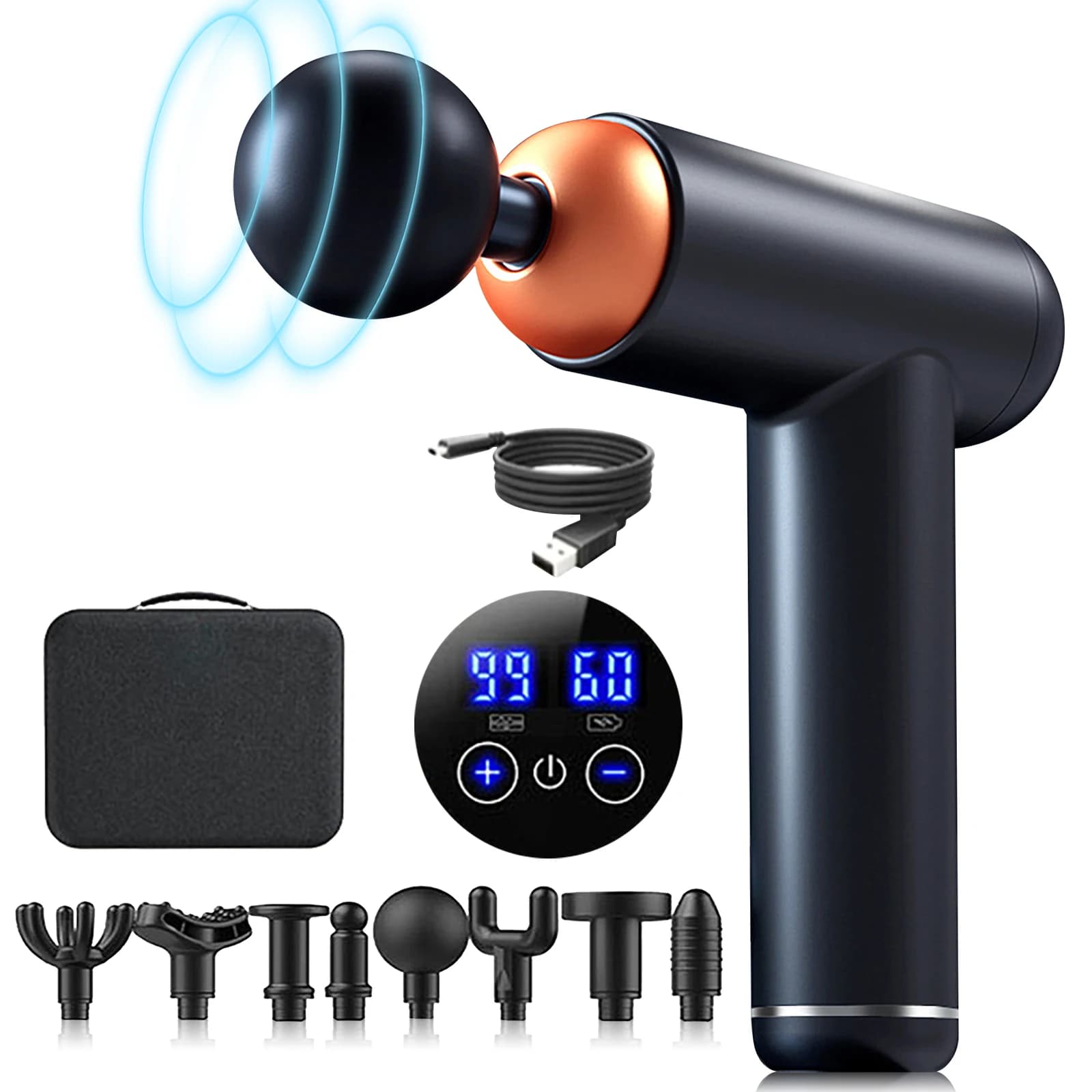 99 Levels Massage Gun Smart Hit Fascia Gun Electric Neck Massager Tool for Body Massage Relaxation Fitness Muscle Pain Relief