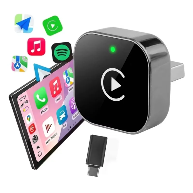 Vyvylabs 2-in-1 Wireless CarPlay Adapter USB USB-C Converter for Factory Wired CarPlay Vehicles iOS 10+ Android 11+ Android Auto Support