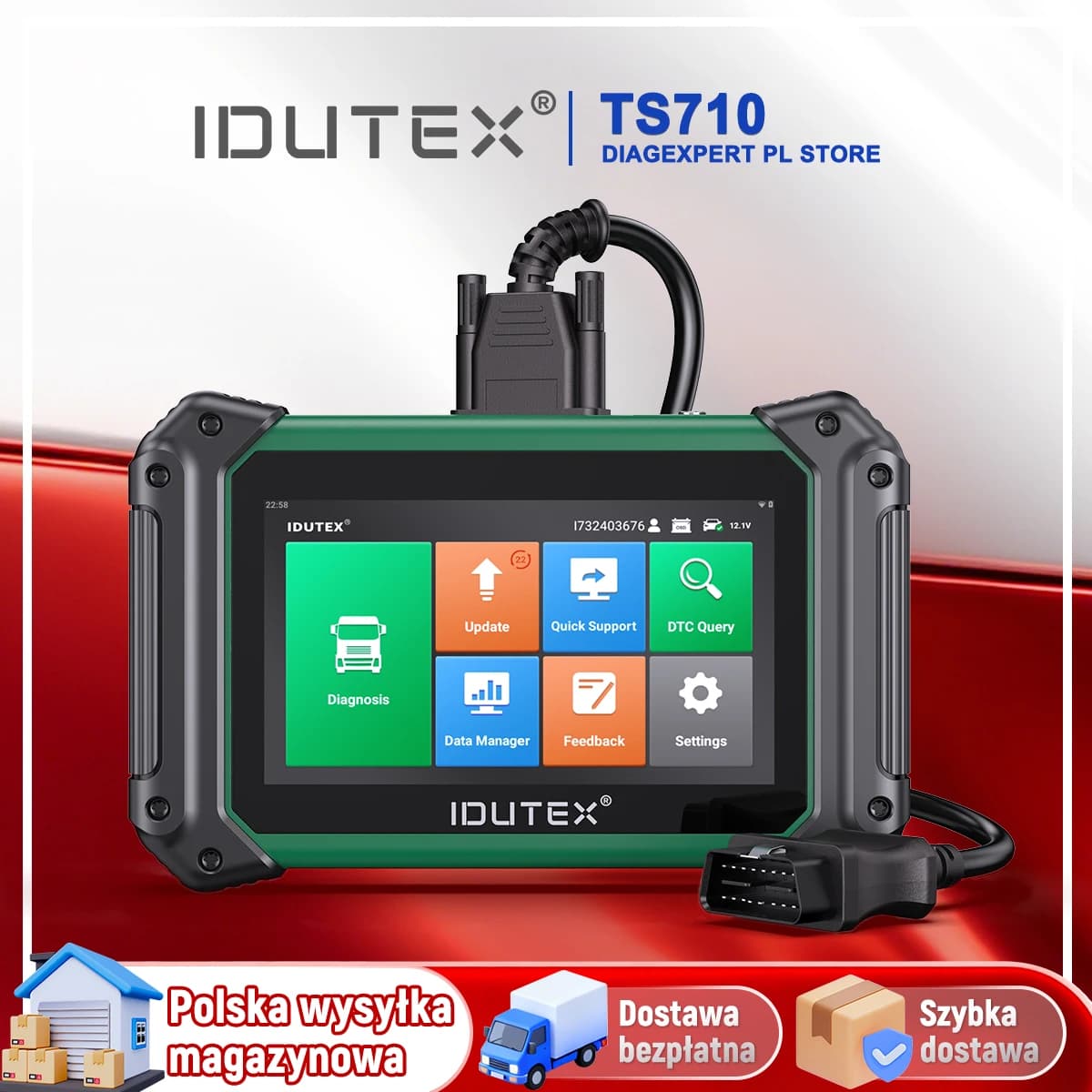 IDUTEX TS710 Heavy Duty Truck Scanner DPF Regen Bi-directional 42 Reset ECU Coding All System OBD2  Diesel Truck Diagnostic Tool