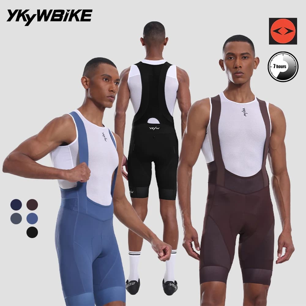 YKYWBIKE Men's Cycling Bib Shorts Italy Elastic Interface 7 Hours Paded Riding Pro Tihgt Bicycle Bib  Road Bike Cycling Shorts