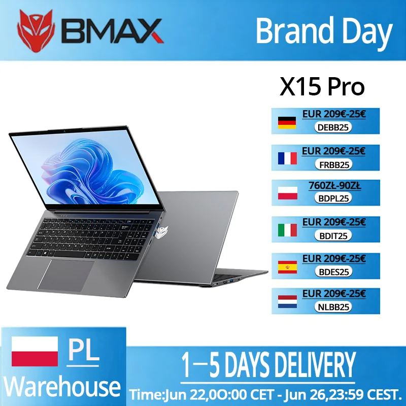 BMAX X15 Pro 15.6-inch 16 GB RAM 512 GB SSD Intel 12th-generation processor. generation. Windows 11 laptop, N100 series, 1920*1080 display, HDMI, Wi-Fi, USB, PC