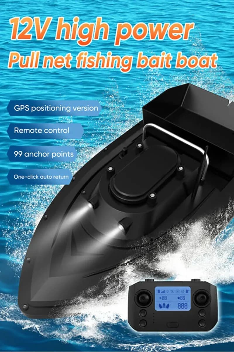 RC Fishing Bait Boat 99 GPS Large Battery Strong Power Dual Motor One-Key Pull Net Feature for Outdoor Toys Remote Control Boat