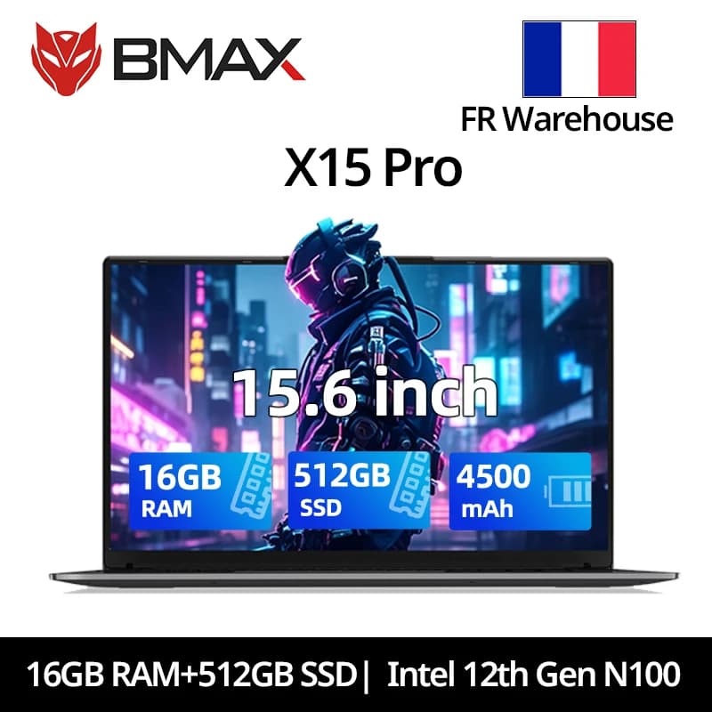 Bmax X15 Pro 15.6 Inch 16Gb Ram 512Gb Ssd Intel 12th Gen N100 Processor Windows 11 Notebook 1920*1080 HDMI Wifi USB Pc Laptop