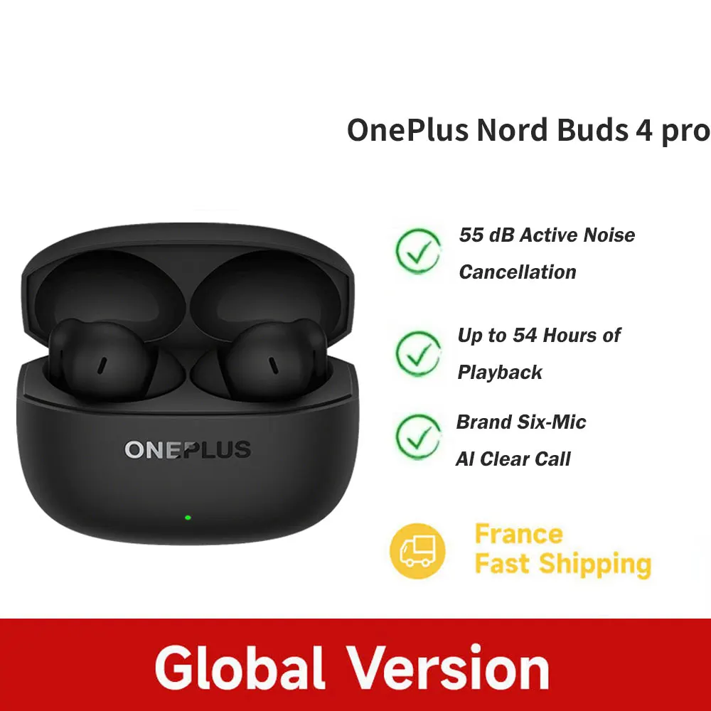 OnePlus Nord Buds 4 Pro TWS Wireless Earphone Global Version Hi-Res Audio 55dB Active Noise Cancellig Bluetooth 6.0