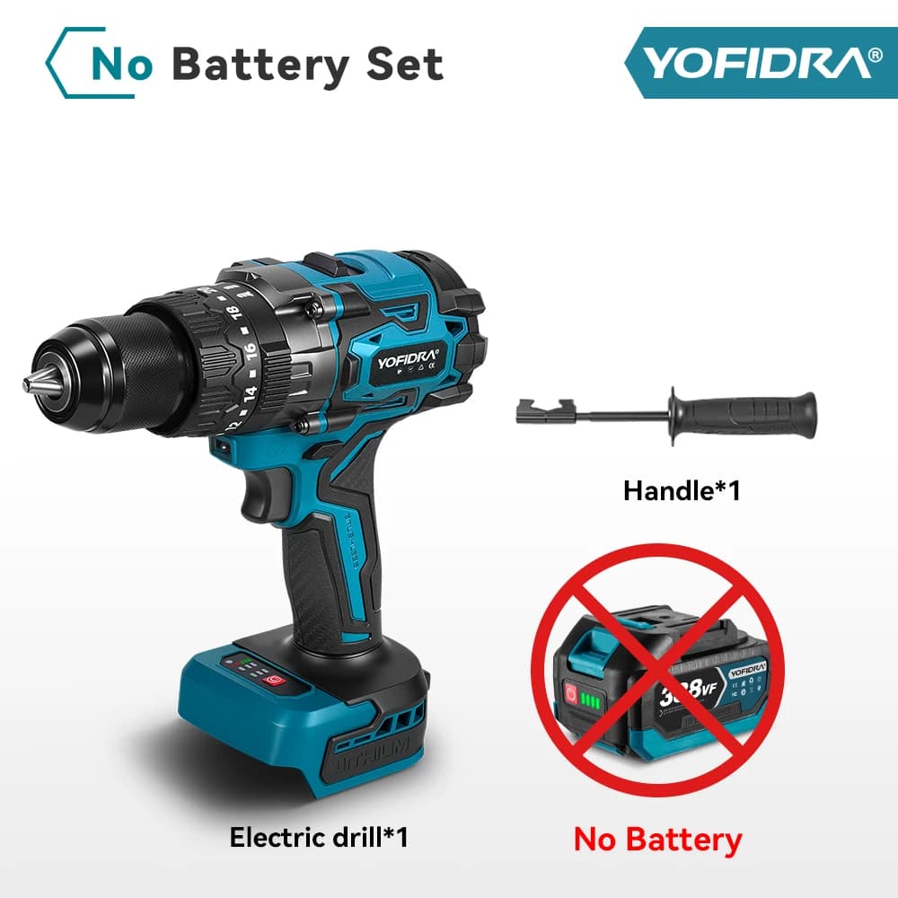 YOFIDRA  Brushless Screwdriver  Electric Impact Drill 900N.M13mm Cordless  Driver Wood Power Tool for Makita 18V Battery Pin