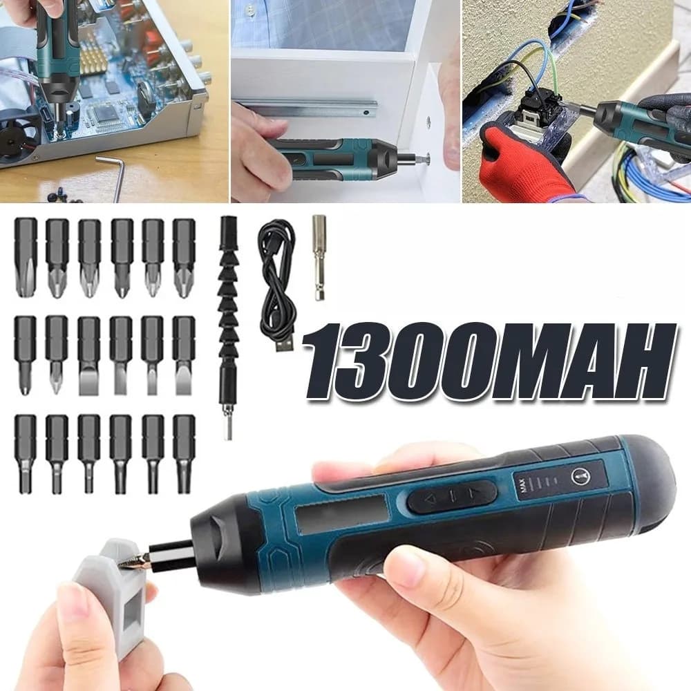 3.6V Rechargeable Electric Screwdriver, 5N.m Max Torque, Anti-Slip Grip with Built-in LED Work Light, Portable Power Screwdriver for Home Furniture Assembly, Repair & DIY Projects