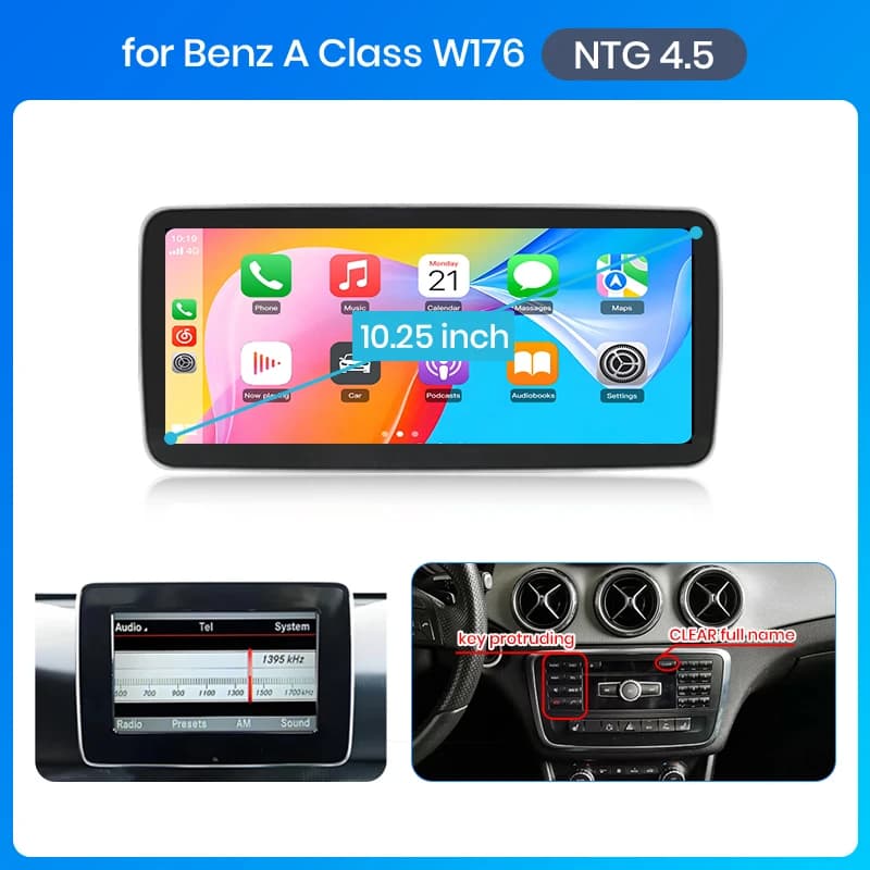 Junsun Qualcomm 665 Wireless CarPlay Andorid Auto Car Radio For Mercedes Benz A Class CLA GLA W176 2013-2018 Intelligent System Stereo