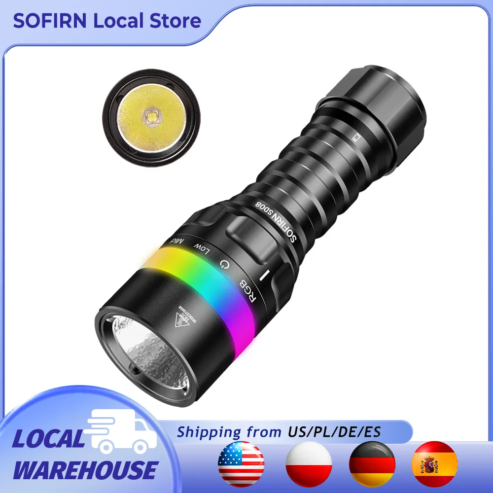 Sofirn SD08 Scuba 3200lm Diving Flashlight SST70 LED 21700 Rechargeable Torch With 360° RGB light underwater positioning