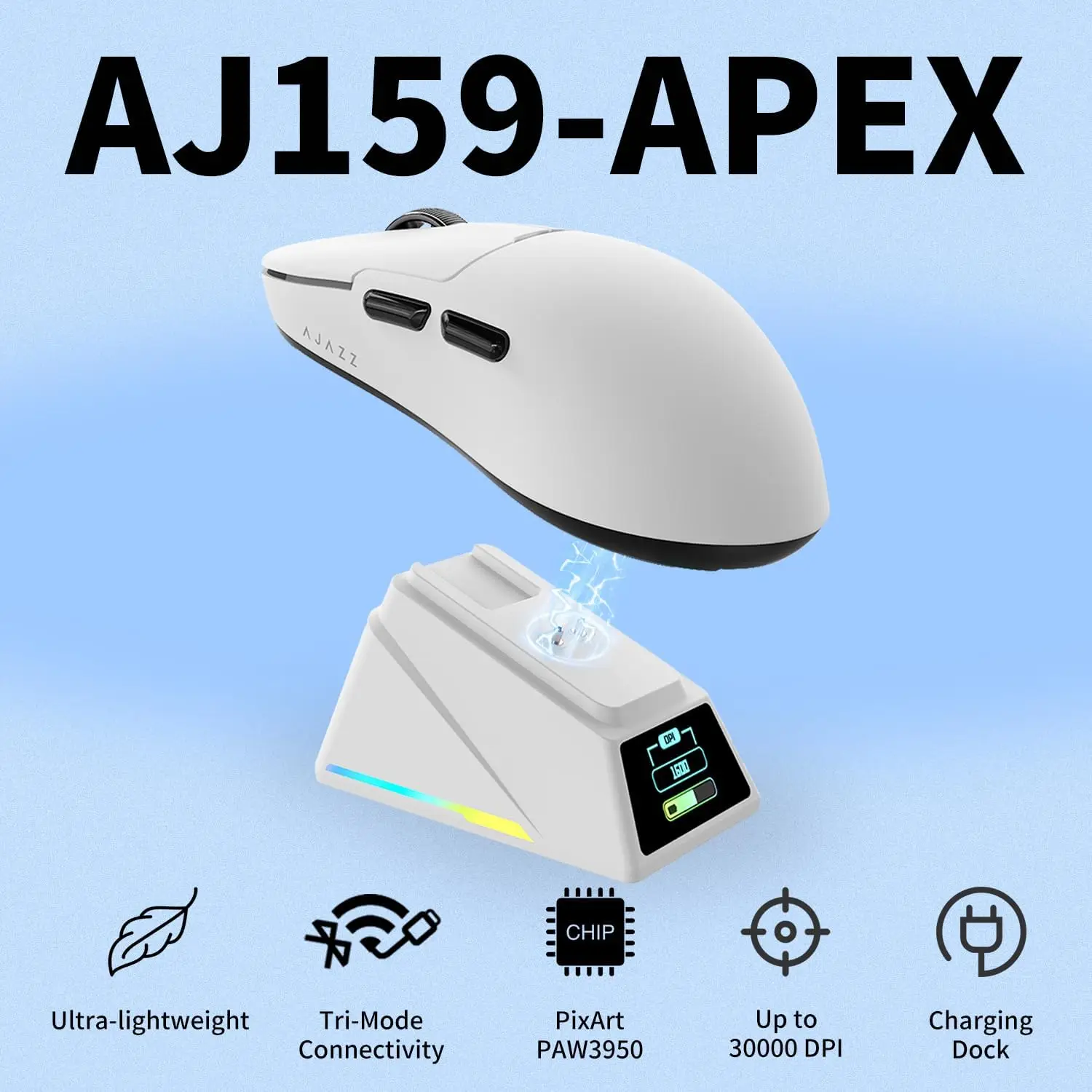 AJAZZ AJ159 NL Wireless Mouse Tri-Mode Long Battery Ergonomic Gaming & Office Mouse