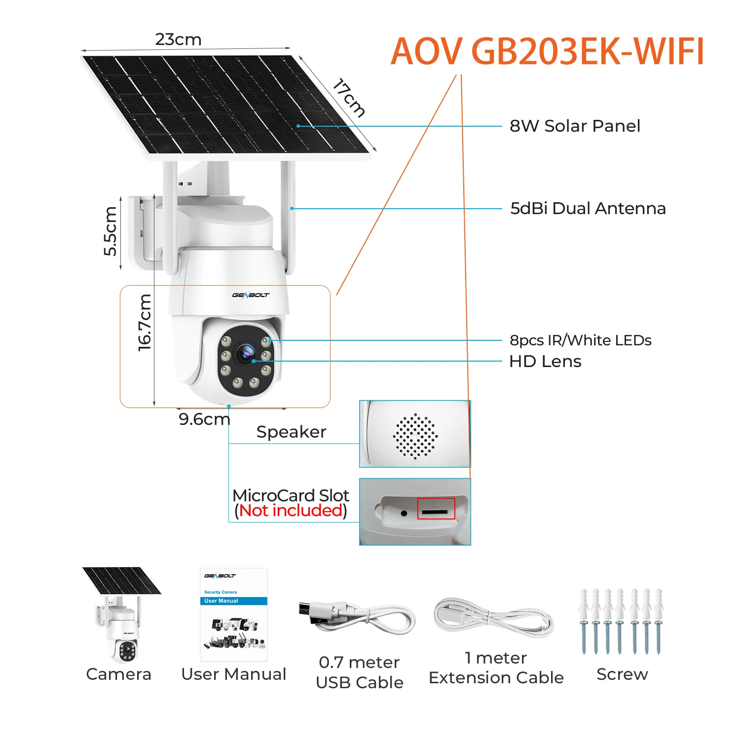 2K AOV WiFi or 4G Solar Security Camera Outdoor,7/24 Recording Home Surveillance IP Camera PTZ with 90FT AI Detection GENBOLT