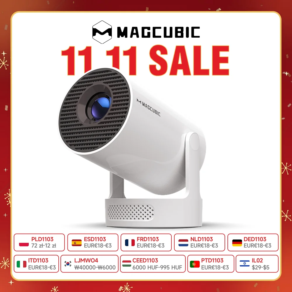 Magcubic HY300 Pro+ 8K Outdoor Projector 8000 Lumens Android 14 WiFi 6 BT5.4 Portable 5W HiFi Speaker 720P HD