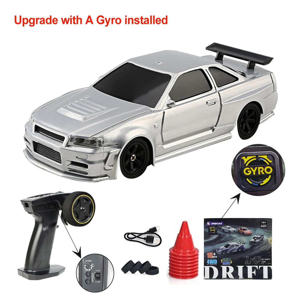 Upgrade 1/43 RC Drift Car with Gyro 2.4G Mini Racing Crawler Remote Control Drifting 4WD Off-road Vehicle Model Toys