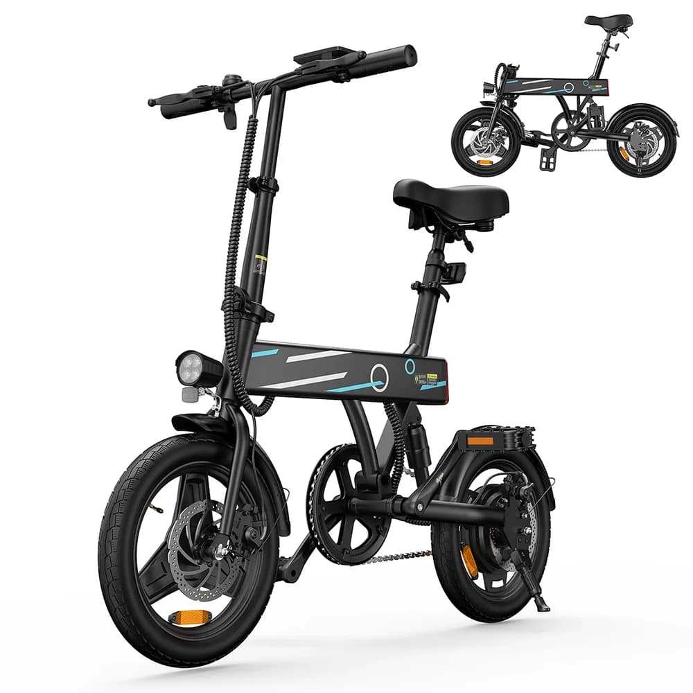 IScooter EB1S Electric Bike 250W Motor 12AH Battery 25km/h High-Speed City E-Bike With 14inch Vacuum Inflatable Tires Foldable Bike Adult Electric Bicycle With APP Control City E-Bike