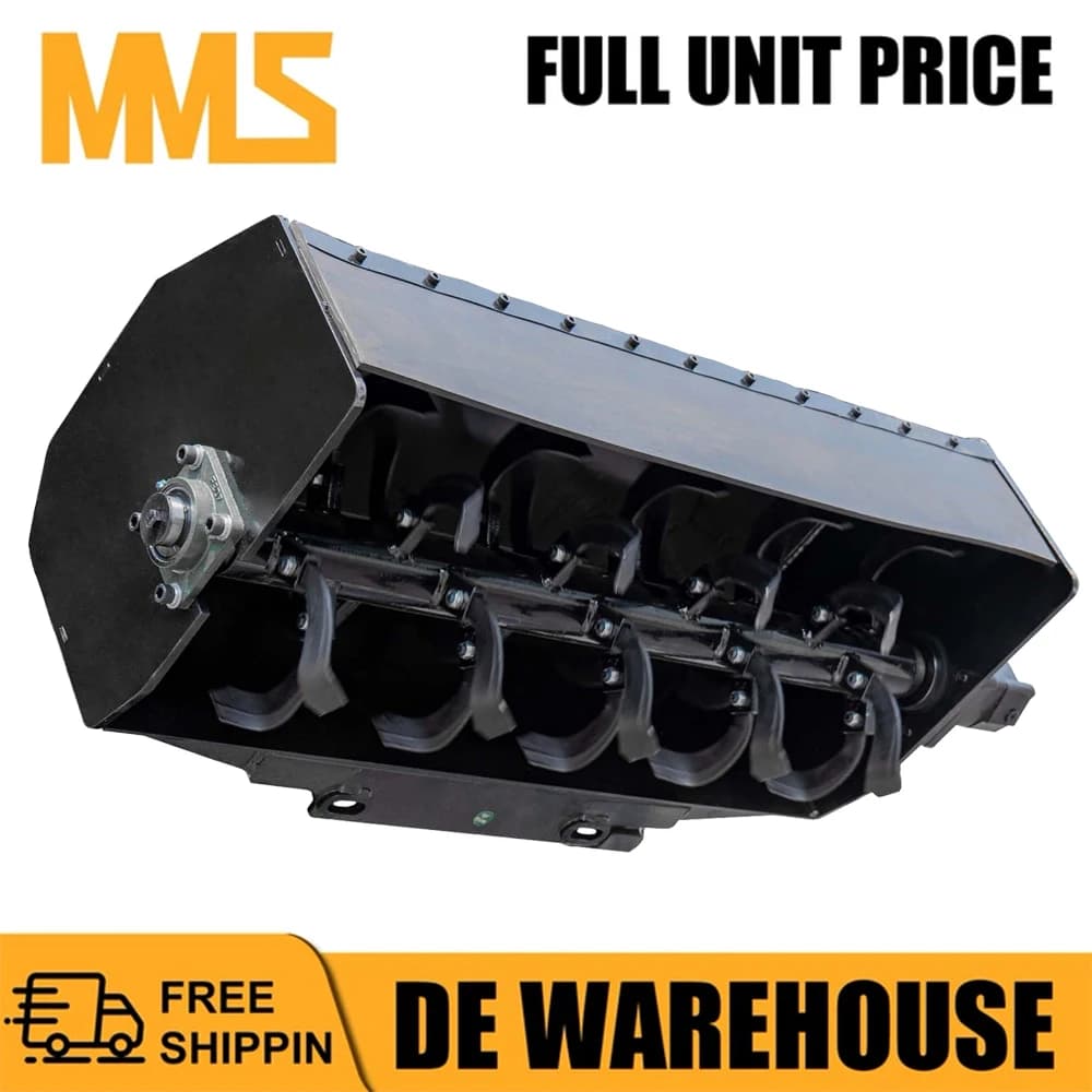 MMS Rotary Tiller Attachment for Mini Skid Steer Loader, 40" Working Width Rotary Plow, Hydraulic Flow Range 8.8-13.2 GPM, Loader Accessories for Farmland, Garden and Courtyard Germany Stock | 24PCS Detachable Steel Teeth