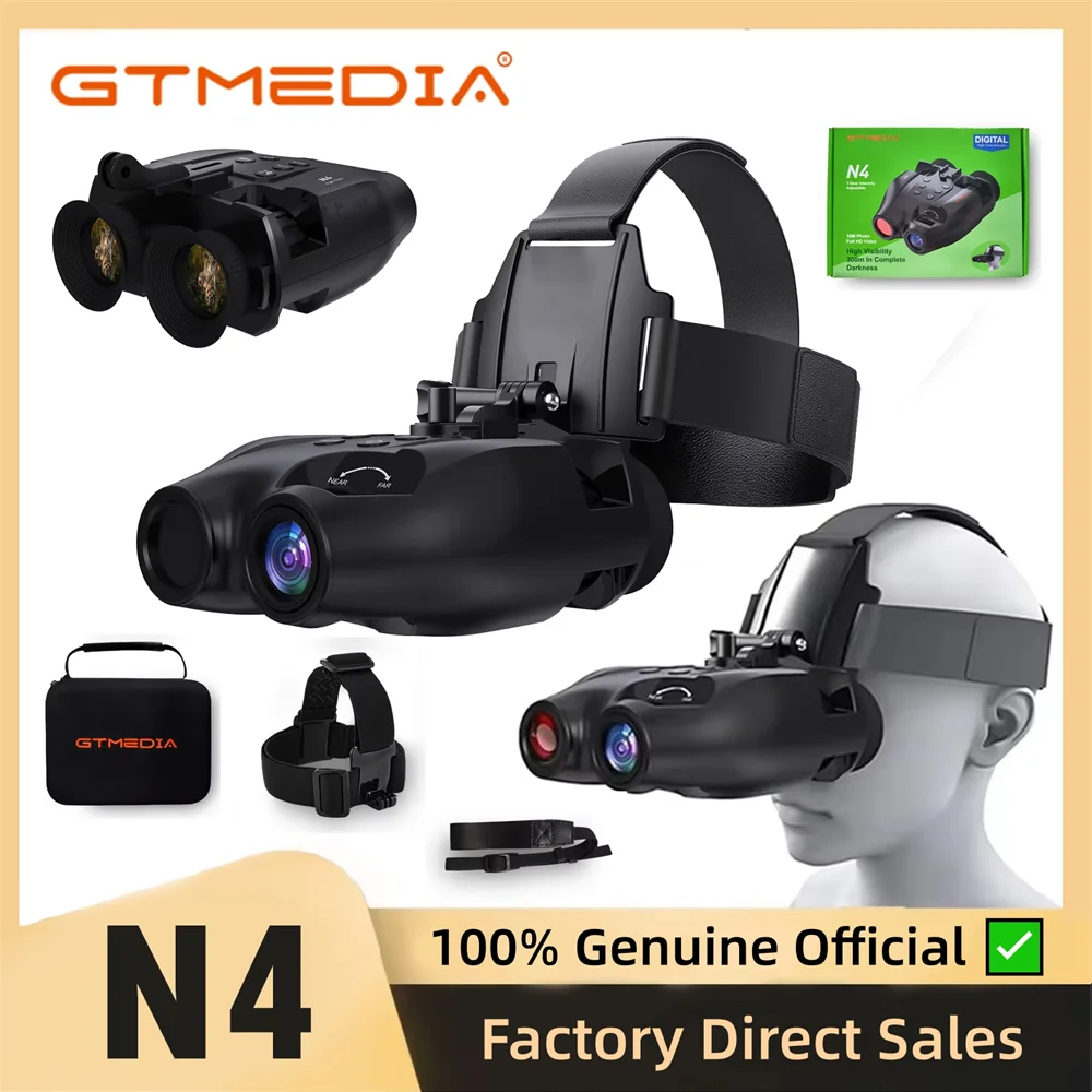 GTMEDIA N4 HD Night Vision Binoculars Infrared Night-Visions Goggles 300M Full Darkness Day/Night Use For Hunting Photos Videos