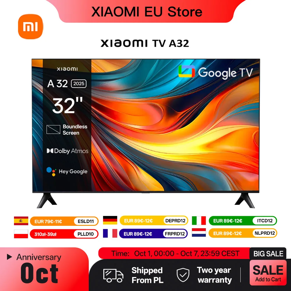 Xiaomi TV A 32, Compact Size With Colorful Screen, Dynamic Sound With Dolby Audio™, DTS-X And DTS Virtual:X, Top-end Metal Fini