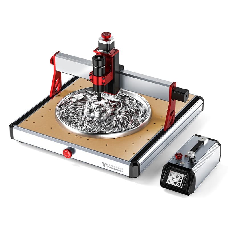 TWO TREES TTC450 Ultra CNC Router Machine, 500W Spindle, Dual CNC & Laser Modes, 0.05mm High Precision, 3.5" IPS Touch Screen, 460x460x100mm Working Area, Compatible with Metal/Acrylic/Wood