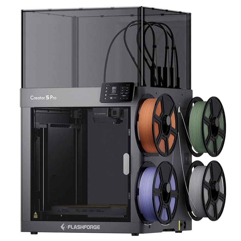 Flashforge Creator 5 Pro 3D Printer, 4 Independent Toolheads, 300mm/s High-Speed, Zero Purge Waste, 65°C Heated Chamber, Enclosed Multi-Color & Multi-Material