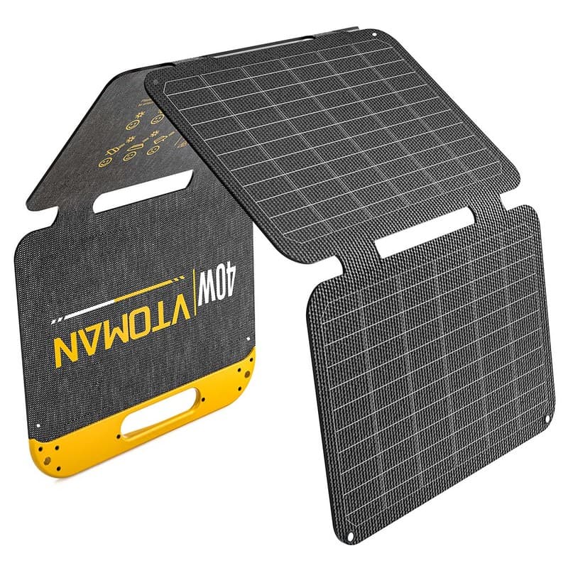 VTOMAN VS40 40W Foldable Solar Panel, 25% High-Efficiency Monocrystalline Cells, PD 30W USB-C & USB-A Fast Charging, IP67 Waterproof, for Camping/RV/Hiking/Power Stations