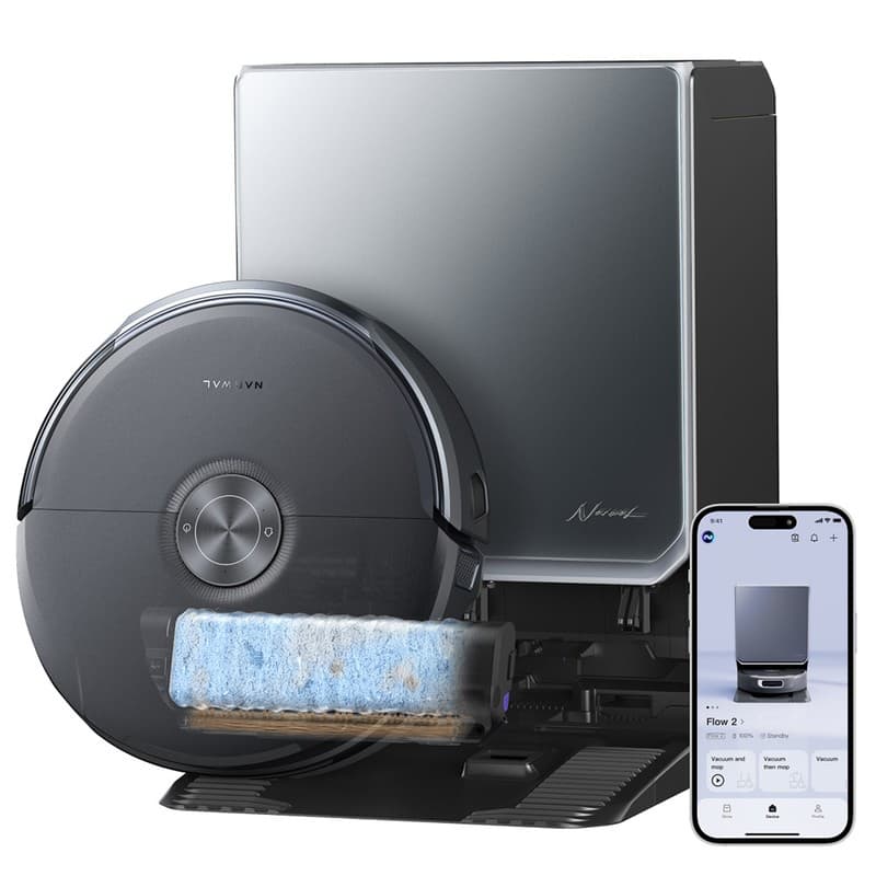 Narwal Flow 2 Robot Vacuum & Mop, 31,000Pa Suction, Dual 1080P AI Vision, Hidden LiDAR Navigation, 60°C Hot-Water Mop Cleaning, 7000mAh Battery, Zero-Tangle System, 2.4L Auto Dust Collection, 120-Day Maintenance-Free Base Station