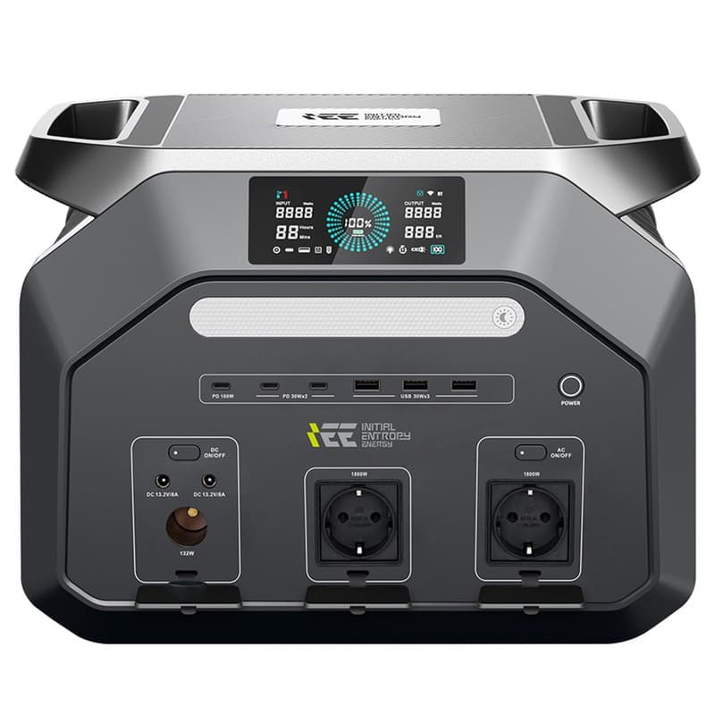 IEETek P1800 Portable Power Station, 1024Wh LiFePO4 Battery, 1800W Pure Sine Wave Output, 3600W Surge Power, 1200W Fast Charging, 500W Solar Input, 4000+ Cycle Life, <10ms EPS Backup, Wi-Fi & Bluetooth App Control