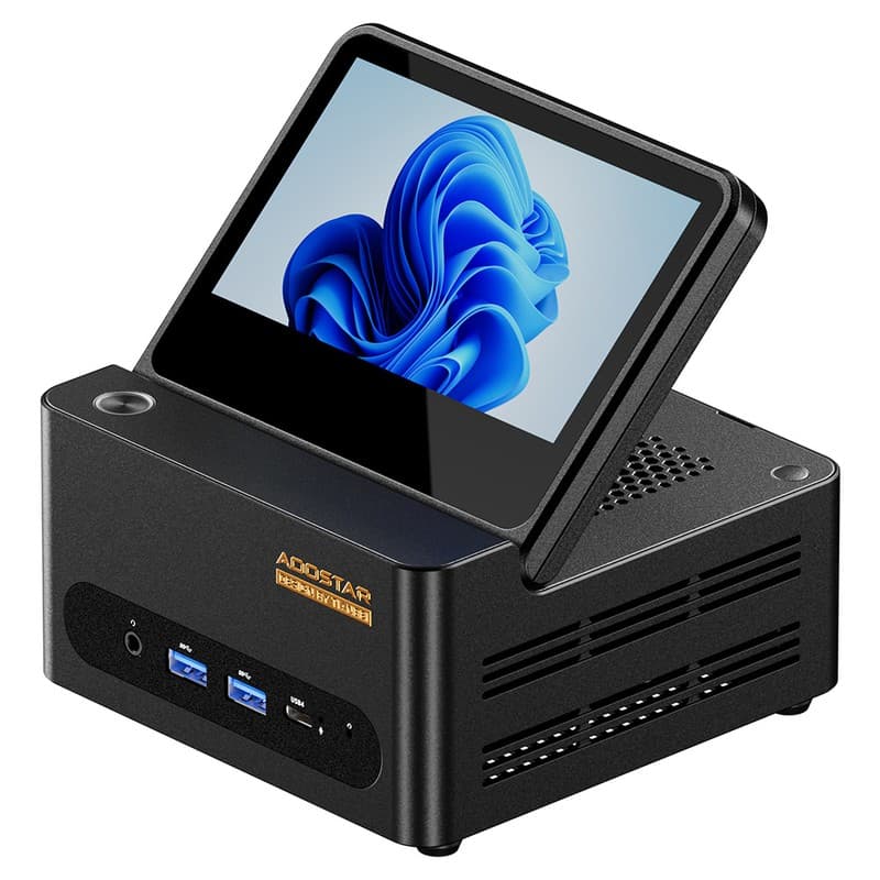 AOOSTAR G-FLIP Mini PC Barebone (No RAM No SSD), AMD Ryzen 7 H255 8 Core Max 4.9GHz, Radeon 780M Graphics, Dual DDR5-5600 + Dual M.2 PCIe 4.0 SSD, Foldable 5" 1080P Display, USB4 + OCuLink Expansion, Dual 2.5G LAN