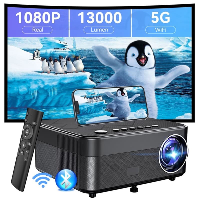 Refurbished SUREWHEEL SW10 Projector, Native1080P, 13000 Lumens, 180inch Max Projection Size, 5G WiFi & Bluetooth, Zoom Function, 4 Point Keystone Correction