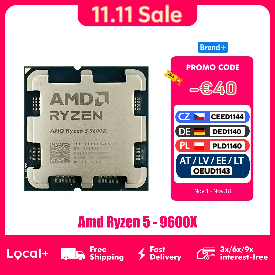 Amd Ryzen 5 9600X Processor 5.4Ghz 6-Core 12-Thread 38Mb Game Memory 4Nm Tdp 65W Am5 Socket Cpu Zen 5